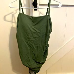 Medium ribbed olive green maternity bathing suit